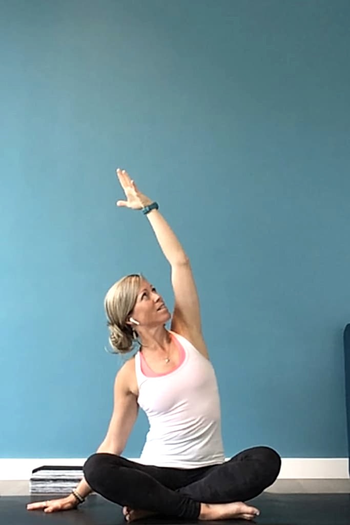 Just Add Water Yoga instructor, Kristy Wright Schell, teaching online yoga